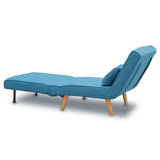NNEDPE Sarantino Adjustable Corner Sofa 1 Seater Lounge Linen Bed Seat - Blue