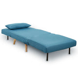 NNEDPE Sarantino Adjustable Corner Sofa 1 Seater Lounge Linen Bed Seat - Blue