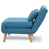 NNEDPE Sarantino Adjustable Corner Sofa 1 Seater Lounge Linen Bed Seat - Blue