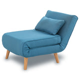 NNEDPE Sarantino Adjustable Corner Sofa 1 Seater Lounge Linen Bed Seat - Blue