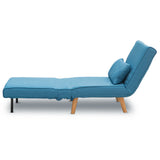 NNEDPE Sarantino Adjustable Corner Sofa 1 Seater Lounge Linen Bed Seat - Blue