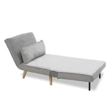 NNEDPE Sarantino Adjustable Chair Single Sofa Bed Faux Velvet - Light Grey