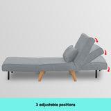 NNEDPE Sarantino Adjustable Chair Single Sofa Bed Faux Velvet - Light Grey