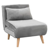 NNEDPE Sarantino Adjustable Chair Single Sofa Bed Faux Velvet - Light Grey