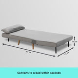 NNEDPE Sarantino Adjustable Chair Single Sofa Bed Faux Velvet - Light Grey