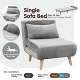 NNEDPE Sarantino Adjustable Chair Single Sofa Bed Faux Velvet - Light Grey