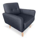 NNEDPE Sarantino 6-Seater Linen Sofa Set Couch Futon - Dark Grey