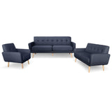 NNEDPE Sarantino 6-Seater Linen Sofa Set Couch Futon - Dark Grey