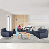NNEDPE Sarantino 6-Seater Linen Sofa Set Couch Futon - Dark Grey