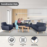 NNEDPE Sarantino 6-Seater Linen Sofa Set Couch Futon - Dark Grey