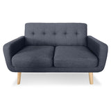 NNEDPE Sarantino 6-Seater Linen Sofa Set Couch Futon - Dark Grey
