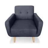 NNEDPE Sarantino 6-Seater Linen Sofa Set Couch Futon - Dark Grey