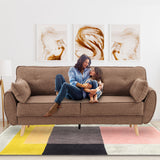 NNEDPE Sarantino 3 Seater Modular Linen Fabric Sofa Bed Couch Futon - Brown