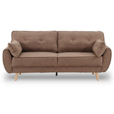 NNEDPE Sarantino 3 Seater Modular Linen Fabric Sofa Bed Couch Futon - Brown