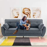 NNEDPE Sarantino 3 Seater Modular Linen Fabric Wood Sofa Bed Couch- Dark Grey