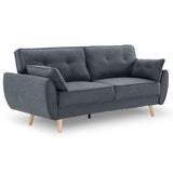 NNEDPE Sarantino 3 Seater Modular Linen Fabric Wood Sofa Bed Couch- Dark Grey