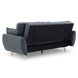 NNEDPE Sarantino 3 Seater Modular Linen Fabric Wood Sofa Bed Couch- Dark Grey