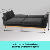 NNEDPE Sarantino 3 Seater Faux Velvet Wooden Sofa Bed Couch Furniture - Black