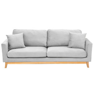 NNEDPE Sarantino 3 Seater Faux Velvet Sofa Bed Couch Furniture Light Grey