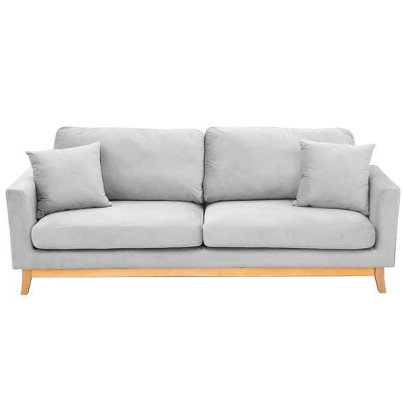 NNEDPE Sarantino 3 Seater Faux Velvet Sofa Bed Couch Furniture Light Grey