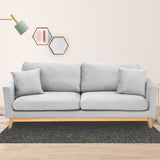 NNEDPE Sarantino 3 Seater Faux Velvet Sofa Bed Couch Furniture Light Grey