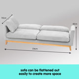 NNEDPE Sarantino 3 Seater Faux Velvet Sofa Bed Couch Furniture Light Grey