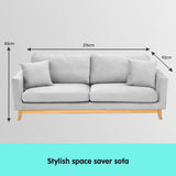 NNEDPE Sarantino 3 Seater Faux Velvet Sofa Bed Couch Furniture Light Grey