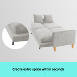 NNEDPE Sarantino 3 Seater Faux Velvet Sofa Bed Couch Furniture Light Grey