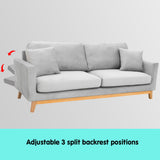 NNEDPE Sarantino 3 Seater Faux Velvet Sofa Bed Couch Furniture Light Grey