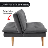 NNEDPE Sarantino 3 Seater Linen Sofa Bed Couch Lounge Futon - Dark Grey