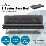 NNEDPE Sarantino 3 Seater Linen Sofa Bed Couch Lounge Futon - Dark Grey