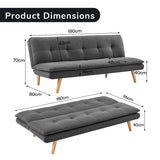 NNEDPE Sarantino 3 Seater Linen Sofa Bed Couch Lounge Futon - Dark Grey