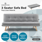 NNEDPE Sarantino 3 Seater Linen Couch Sofa Bed Lounge Futon - Light Grey