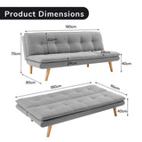 NNEDPE Sarantino 3 Seater Linen Couch Sofa Bed Lounge Futon - Light Grey