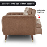 NNEDPE Sarantino Faux Velvet Tufted Sofa Bed Couch Futon - Brown