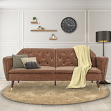 NNEDPE Sarantino Faux Velvet Tufted Sofa Bed Couch Futon - Brown