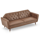 NNEDPE Sarantino Faux Velvet Tufted Sofa Bed Couch Futon - Brown