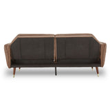 NNEDPE Sarantino Faux Velvet Tufted Sofa Bed Couch Futon - Brown