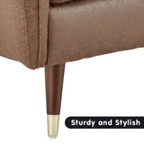 NNEDPE Sarantino Faux Velvet Tufted Sofa Bed Couch Futon - Brown