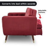 NNEDPE Sarantino Faux Velvet Tufted Sofa Bed Couch Futon - Burgundy