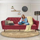 NNEDPE Sarantino Faux Velvet Tufted Sofa Bed Couch Futon - Burgundy