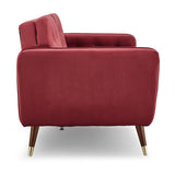NNEDPE Sarantino Faux Velvet Tufted Sofa Bed Couch Futon - Burgundy
