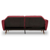 NNEDPE Sarantino Faux Velvet Tufted Sofa Bed Couch Futon - Burgundy