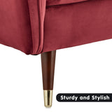 NNEDPE Sarantino Faux Velvet Tufted Sofa Bed Couch Futon - Burgundy