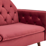 NNEDPE Sarantino Faux Velvet Tufted Sofa Bed Couch Futon - Burgundy