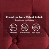 NNEDPE Sarantino Faux Velvet Tufted Sofa Bed Couch Futon - Burgundy