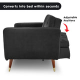 NNEDPE Sarantino Faux Velvet Tufted Sofa Bed Couch Futon - Black
