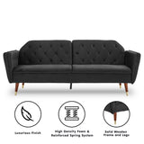 NNEDPE Sarantino Faux Velvet Tufted Sofa Bed Couch Futon - Black
