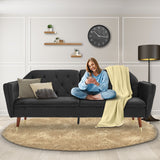 NNEDPE Sarantino Faux Velvet Tufted Sofa Bed Couch Futon - Black