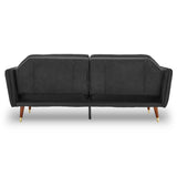 NNEDPE Sarantino Faux Velvet Tufted Sofa Bed Couch Futon - Black